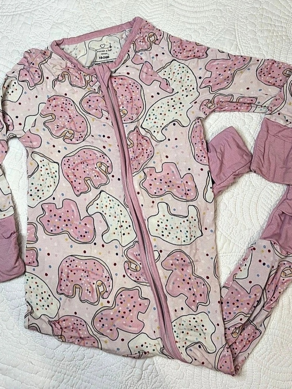 Cricket & Bo Baby Footie Animal Print Pink 18-24M
